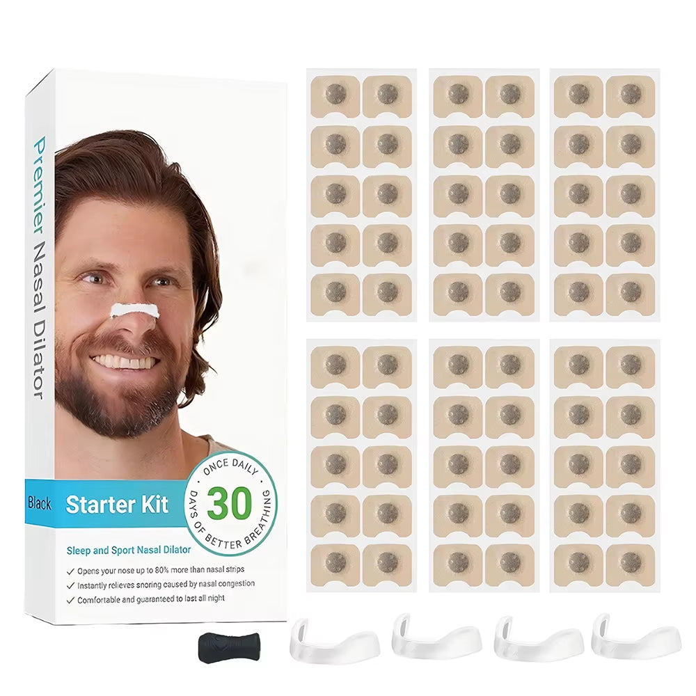 Skin Safe Nasal Strips,Nasal Dilator Intake Breathing Nasal Strip Starter Kit Boost Oxygen Reduce Snoring,Magnetic Nose Strips