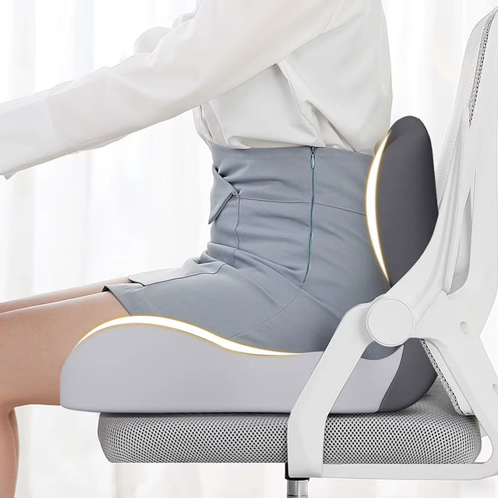 Memory Foam L-Shaped Integrated Car Seat Cushion with Back Support Sitting Pillow for Office Workers Car Drivers