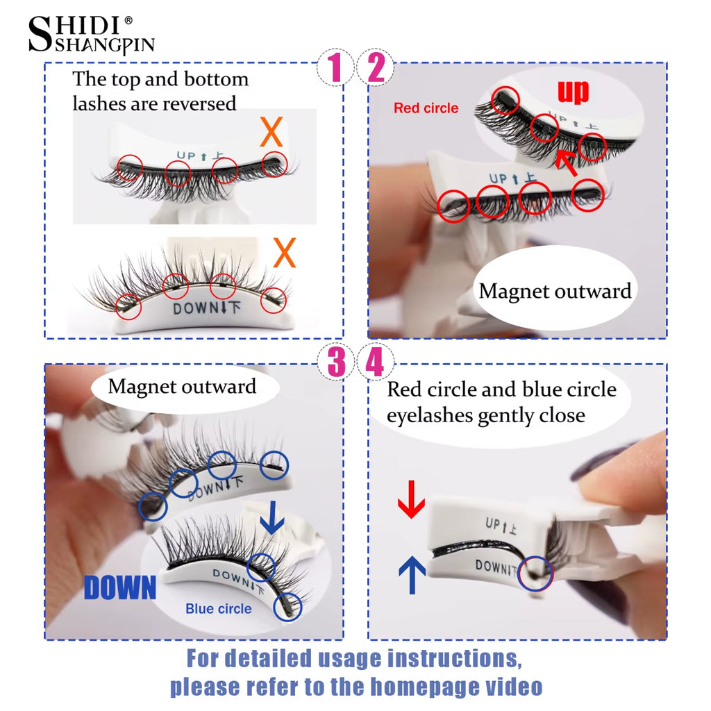 Hot 1 Pair Magnetic Eyelashes Handmade Fluffy Faux Mink Lashes Reusable Natural False Eyelashes and Magnetic Tweezers Set Makeup